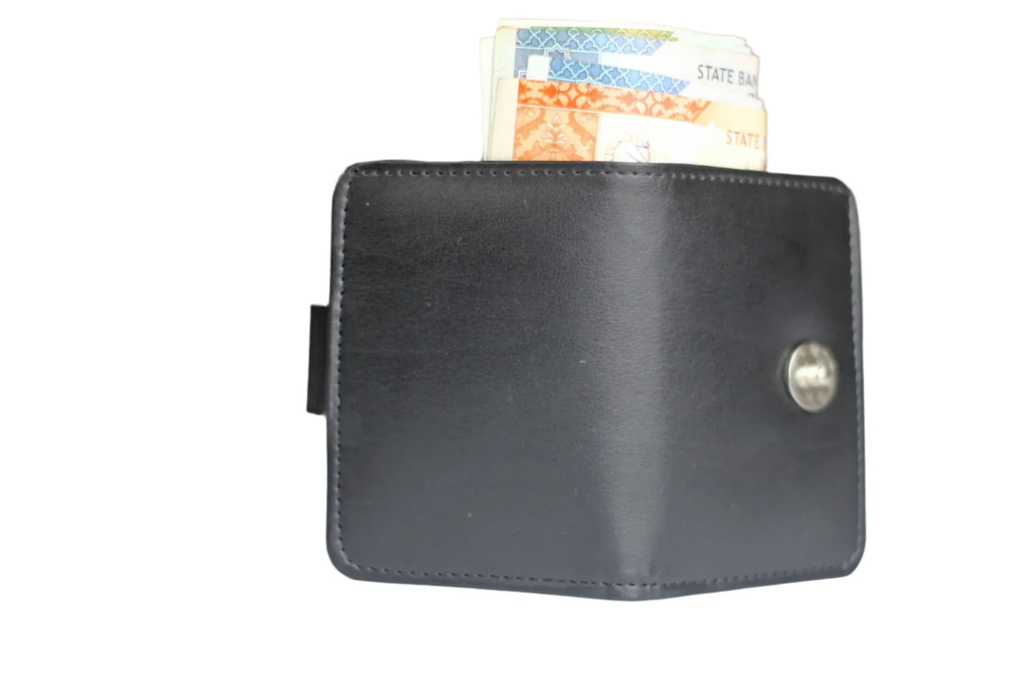 Pure Synthetic Wallet With Magnetic Button Lock