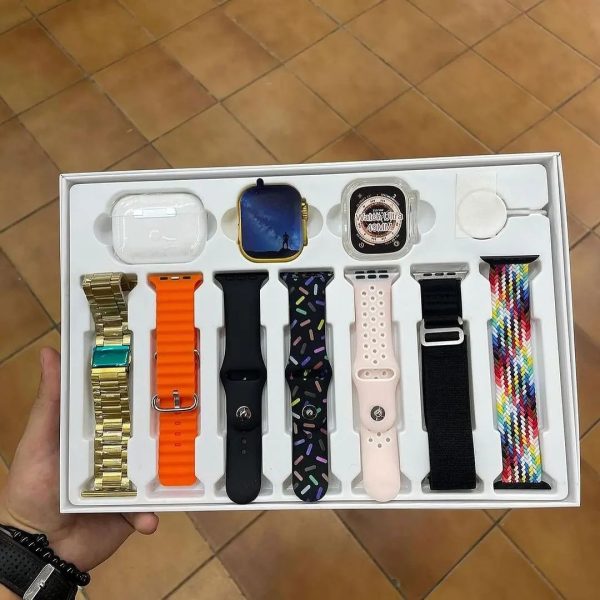 I20 Ultra Max Smart Watch 10 In 1 Box With 7 Strips Smartwatch & Airpords 2