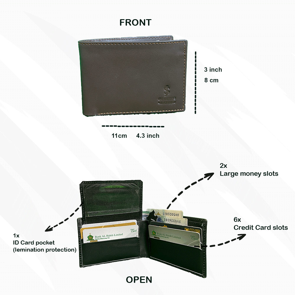 Genuine 100% Premium Quality Slim Wallet for Men (WITHOUT ZIP)