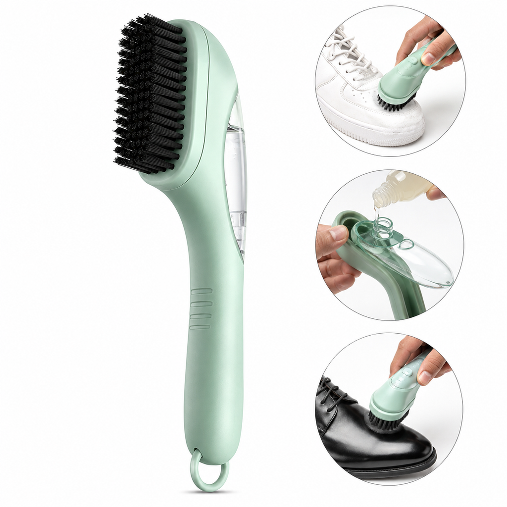 Premium Multifunctional Shoe Polish Brush with Built-in Liquid Dispenser