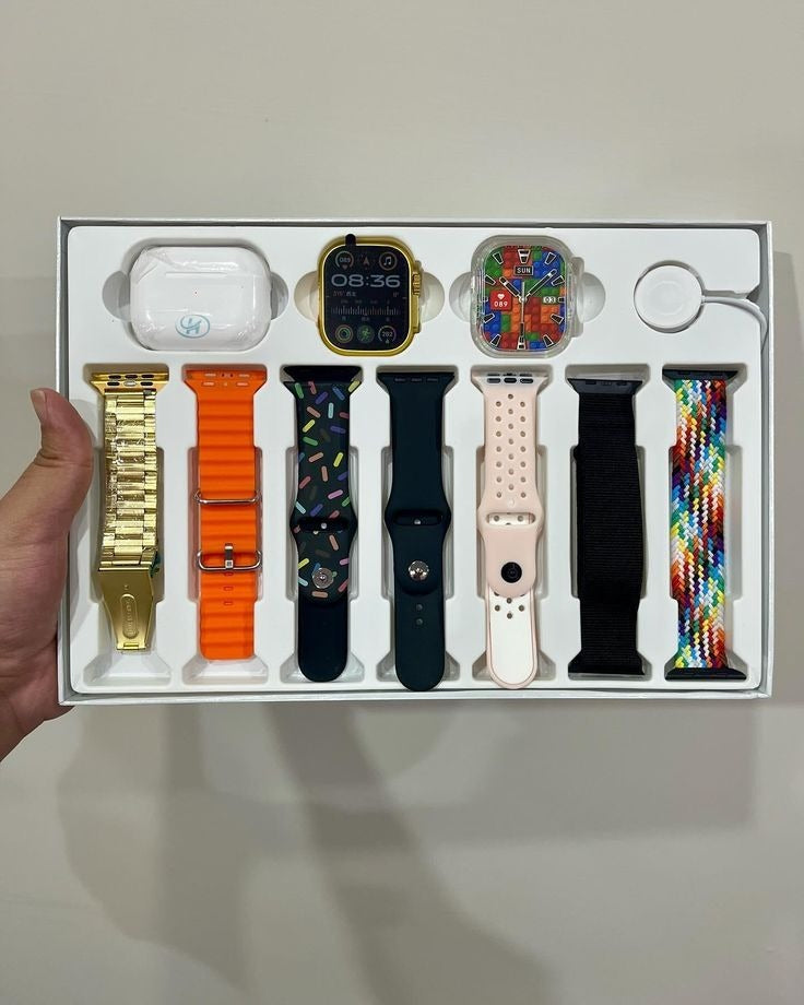 S300 Ultra 2 Smart Watch 10 In 1 Box With 7 Straps Smartwatch & Airpords 2
