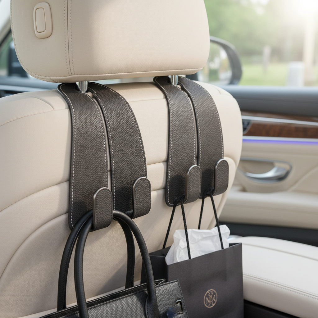 Car Seat Headrest Hook PU Leather Pack of 2