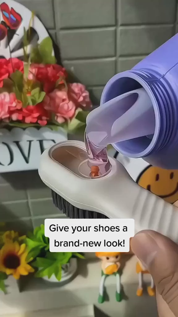 Premium Multifunctional Shoe Polish Brush with Built-in Liquid Dispenser